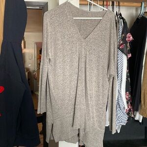 V Neck Sweater With Slits